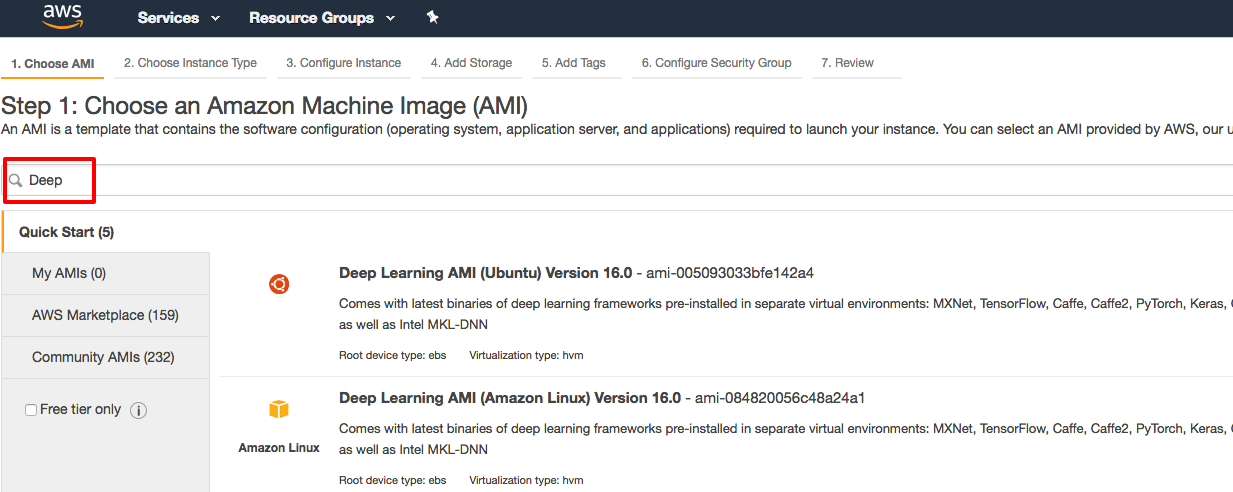 AMIs for Deep Learning